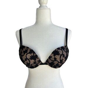 Wacoal Black Lace Overlay Padded Bra Size 34B